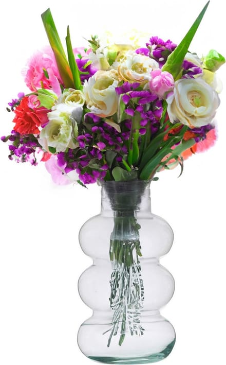 Giftdecor Bloemenvaas Bubble - luxe deco glas - helder transparant - 21 x 35 cm - sierlijke vaas