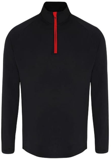 TriDri - Performance Longsleeve met 1/4 Rits T-Shirt - Black/Red maat XL