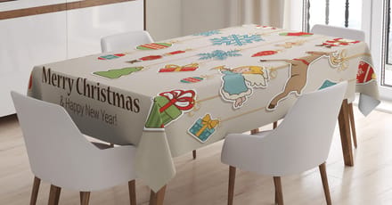 ABAKUHAUS Kersttafelkleed – 140x240 cm – beige/rood/bruin – wasbaar
