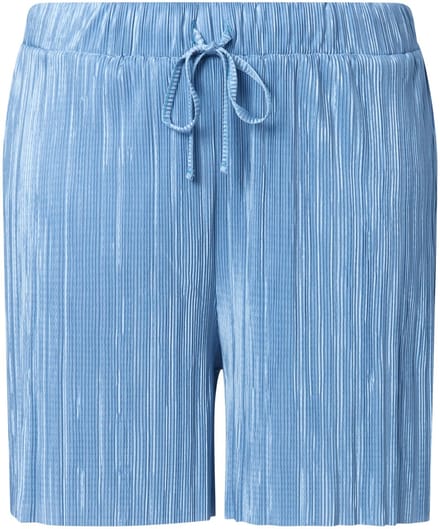 Ulla Popken - Dames - Geplooide short elastische tailleband striklint - Rookblauw - Maat 42+