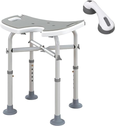 Douchekruk - Douchezitje - Veilig Douchen - U-vormige Zitting - 39-51.5 cm - Grijs Zilver