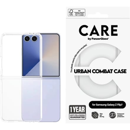 CARE by PanzerGlass Flagship Case Transparent Urban Combat w. Clear Frame Samsung Galaxy Z Flip7