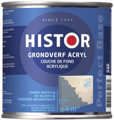 Histor Perfect Base Grondverf Acryl 0,25 liter - Grijs