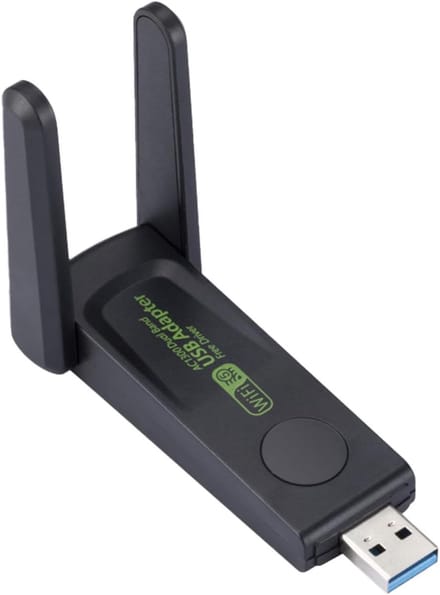 Draadloze USB-adapter - Wifi-ontvanger - Snel Internet - 1300 Mbps Dual Band - Compact Ontwerp - Zwart