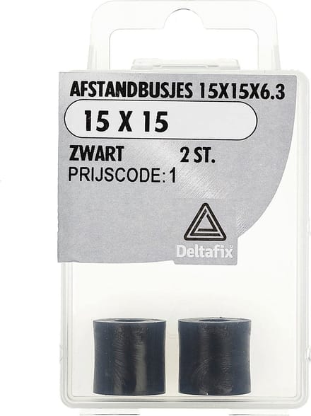 Deltafix - Afst.bus 15x15x6.3 zwart 2st