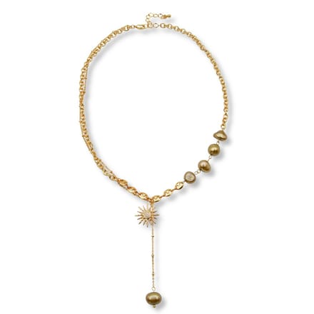 Marama - Ketting Pearl Sun - Parels - Gouden Plating - Hanger Zon