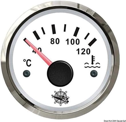 Watertemperatuurmeter - Temperatuur Indicator - Motor Bewaking - Roestvrijstalen Behuizing - 40-120 Graden - Wit Glanzend