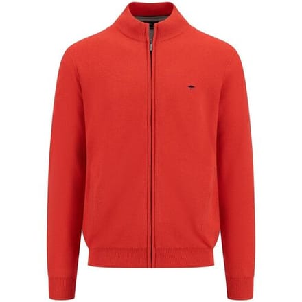 Fynch-Hatton Vest Cardigan Zip Uni Color Structure Poppy Red / male
