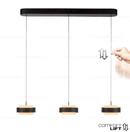 Freelight - Hanglamp Puleggia 3 lichts L 90 cm comfortlift zwart