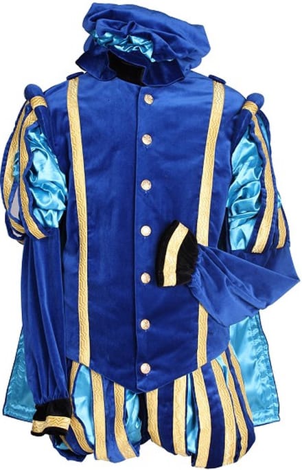 Piet fluweel met cape Malaga Blauw / Babyblauw.