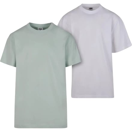 Urban Classics - Tall 2pack Heren Tshirt - S - Mintgroen/Wit