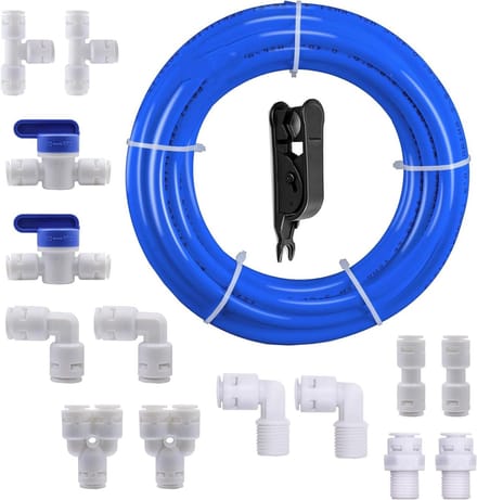 Waterfilter Aansluitset - Slang Koppelingen - Koelkast Aansluiten - Inclusief Buis Snijder - 10 Meter Slang - Blauw