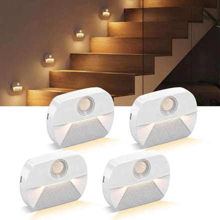 Draaibare Led Nachtlampjes met Bewegingssensor - Set van 4 - Voor Trappen en Gang