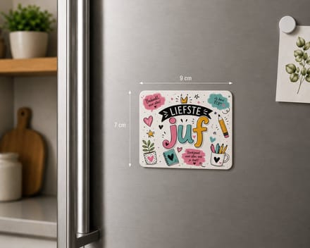 Koelkastmagneet MDF Liefste Juf – Magneet 9x7 cm – Bedankje voor Juf – Cadeau Einde Schooljaar