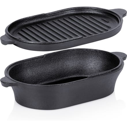 Vilde Cast Line - Gietijzeren Braadpan met Deksel - 28x16 cm - 1,2 l - Zwart