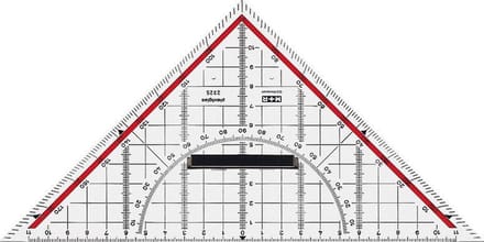 Mobius & Ruppert Geodriehoek M+R 20cm plexigl - transp. met afneembare greep