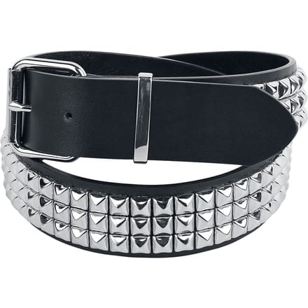 Black Premium by EMP Zwarte drie-rijige studded riem - Unisex - 105 cm