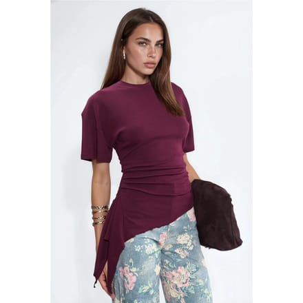 Oversized Crew Neck Drape Blouse
