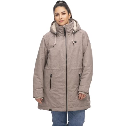Ragwear dames winterjas - winterjas halflang dames - Dakkota - bruin/beige gemeleerd - maat 46