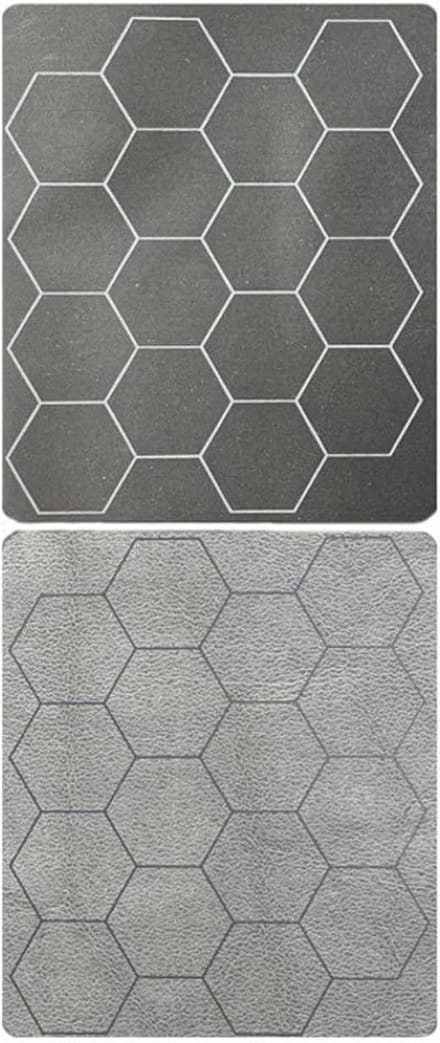 Speelmat Megamat - Hex Grid Mat - Tabletop Gaming - Omkeerbaar Ontwerp - 89x48 cm - Zwart-Grijs