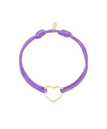 Yehwang armband - Paars koort met goud hartje - Stainless steel