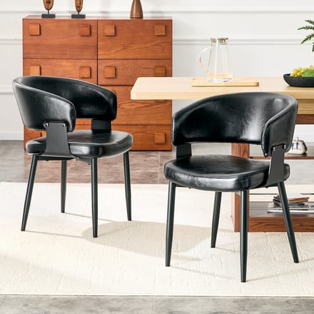 Eetkamerstoel - Onbekend - Mid century eetkamerstoel set van 2 kunstleer armleuningen retro design - Set van 2 - Onbekend - Onbekend