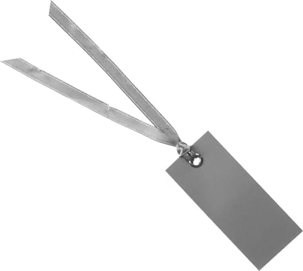 Santex cadeaulabels met lintje - 12x stuks - zilver - 3 x 7 cm - naam tags