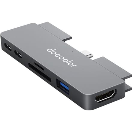 docooler 7-in-1 Type-C Hub met USB3.0 Audiopoort TF SD-kaartsleuven Compatibel met iPad Pro grijs
