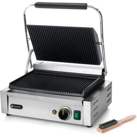 HENDI Contactgrill – Geribd – Thermostaat – 50-300°C – 340x230 mm