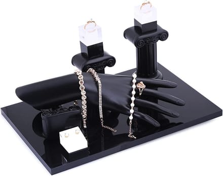 Sieradenhouder Set - Display Organizer - Sieraden Opbergen - Elegante Hars Handvorm - 24x14 cm Handmodel - Zwart
