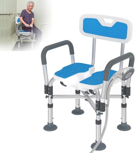 Thuys – Douchekruk – Met Armsteun – Douchekruk – Extra Stevig – Wit – Blauw En Grijs