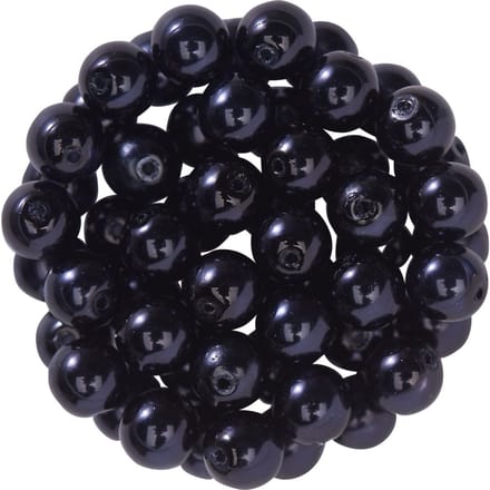 Glazen waskralen, Ø 6 mm, 55 stuks - Zwart