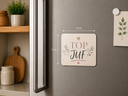 Koelkastmagneet MDF Top Juf – Magneet 9x7 cm – Bedankje voor Juf – Cadeau Einde Schooljaar