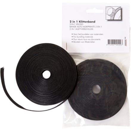 Klittenband Office kabelbinder 2-in 1 13mmx10m zwart
