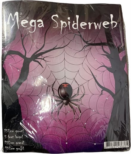 Mega Spinnenweb met spin 150cm Wit