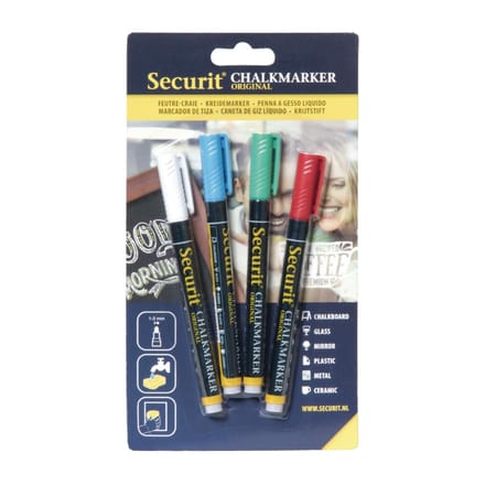 Securit® Original krijtstiftenset van vier stuks in diverse kleuren