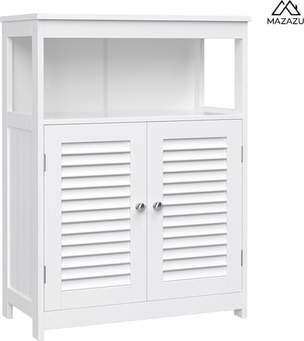 MIRA Home - Badkamerkast - Opbergkast met deuren - Basic - Hout - Wit - 80x60x30cm