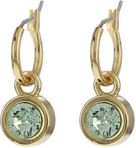 Biba Hang Oorbellen met Swarovski Steentje Chrysolite Goud