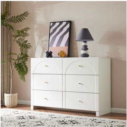 Commode - MUVOE - 6 lades - Crèmewit - Romantisch - H82/B120/D40 cm wit