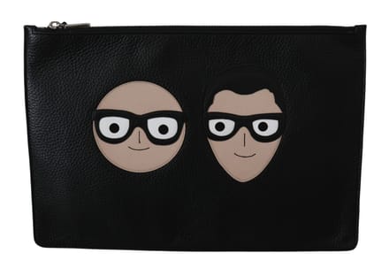 Dolce & Gabbana Zwarte Leren Clutch Document Tas Portemonnee