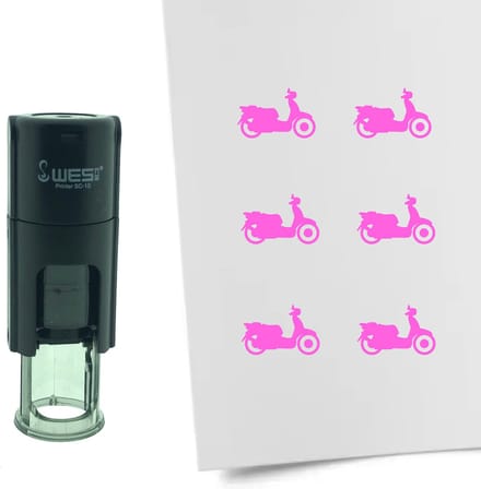 CombiCraft Stempel Scooter 10mm rond - roze inkt