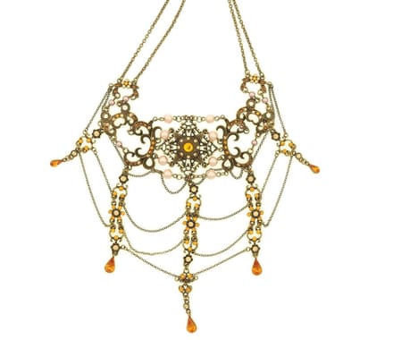 Behave® Dames Ketting - Multi Layer Choker Goudkleur Met Bruine Steentjes - 30 cm - Nikkelvrij
