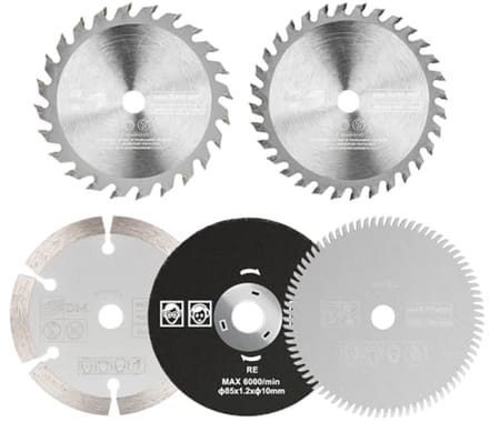 5 Stuks Mini Cirkelzaagset 85 mm - Zaagbladen voor Hout, Metaal en Kunststof