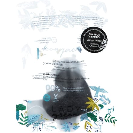 Lady Green Konjac Gelaatsspons Bamboo Charcoal 1 Sponzen
