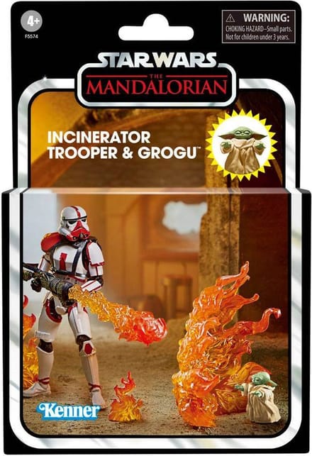 Hasbro Star Wars Actiefiguur Incinerator Trooper & Grogu 10 cm The Mandalorian Vintage Collection 2022 Multicolours