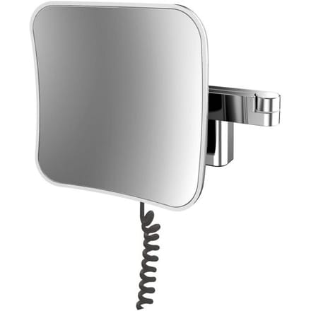 Emco Evo LED shaving and vanity mirror with spiral cable and plug with 5x magnification 109506051