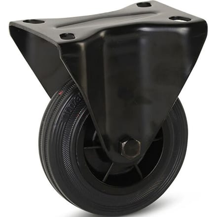 Meso Rubber bokwiel zwart 100x84mm 75kg Bouwhoogte 128mm*