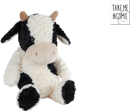 Take Me Home pluche koe knuffel 30cm zwart multicolor speelgoed.