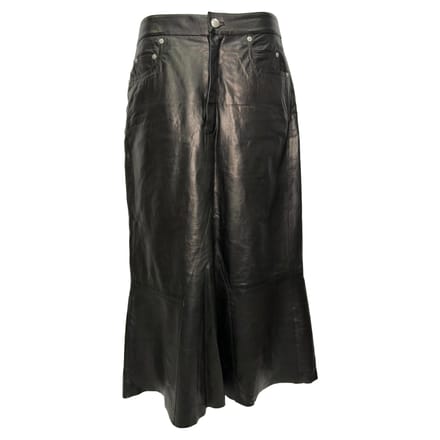 Rick Owens gekreukte midi-rok van zwart lamsleer