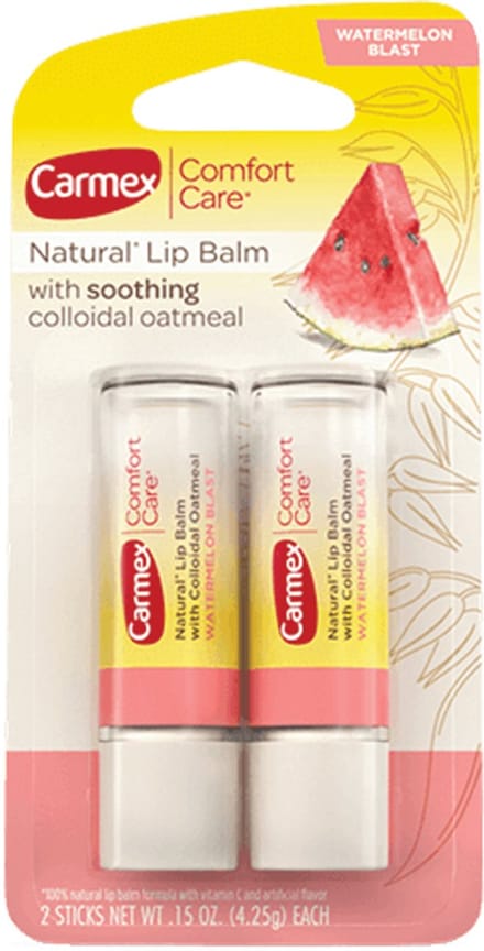Carmex Comfort Care - Lippenbalsem - Hydraterend, met haver, Watermeloen smaak, 2-pack